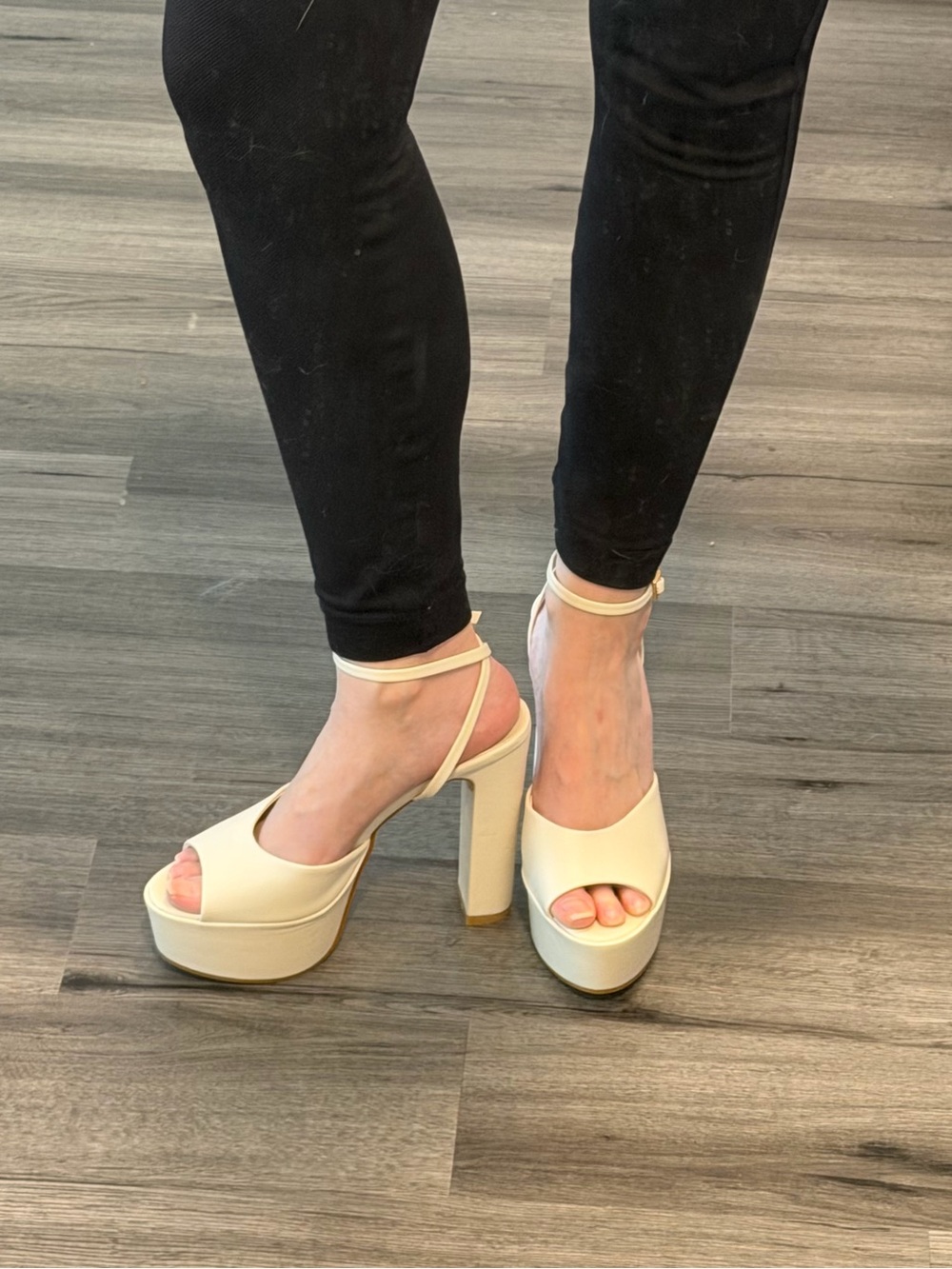 Billini Cream Platform Open-Toe Ankle-Strap Heels - Never Worn with Box